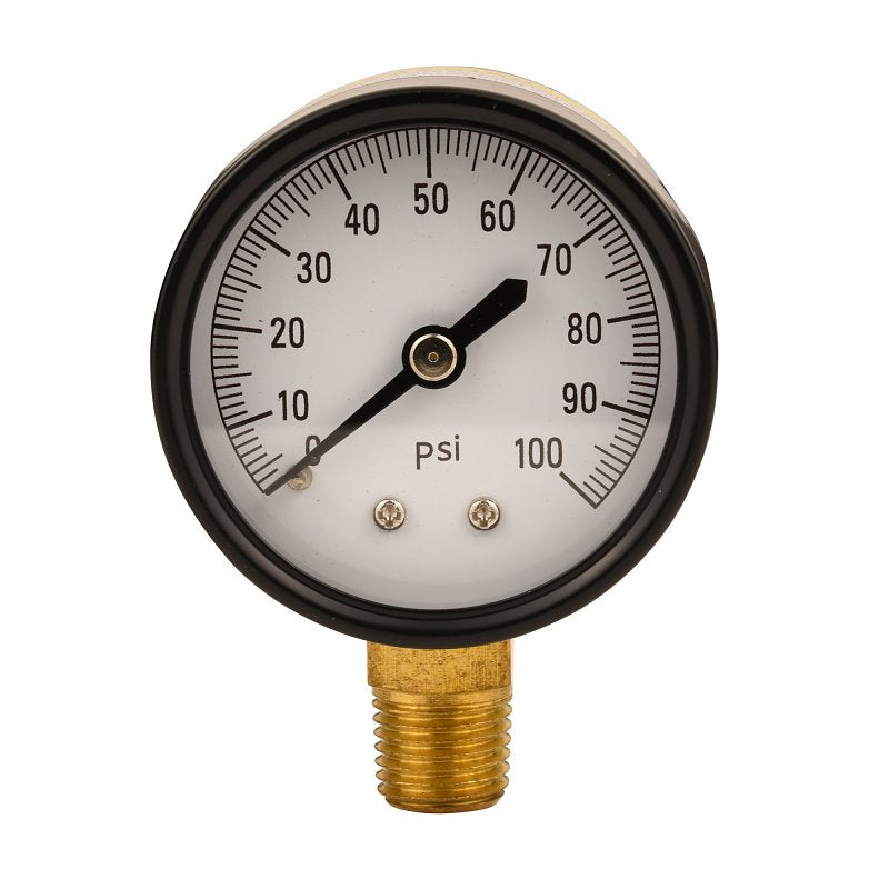 ECO-FLO Water Source M1002-4L Pool Pressure Gauge, 1/4 in Connection, Steel Gauge Case, 100 psi