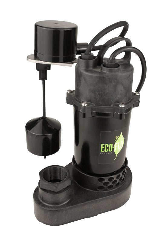 ECO-FLO Eco-Flo SPP33V Sump Pump, 3.5 A, 115 V, 0.33 hp, 1-1/2 in Outlet, 3600 gph, Aluminum/Thermoplastic Housing Material