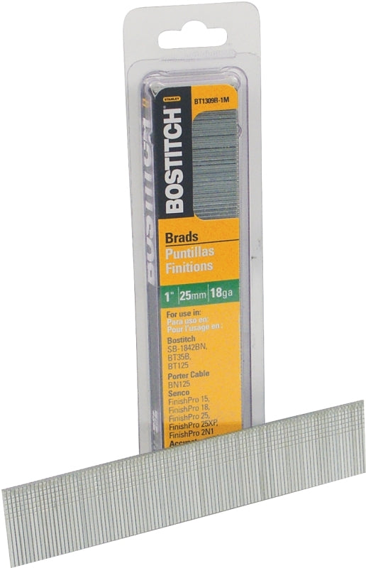BOSTITCH Bostitch BT1309B-1M Nail, Glue Collation, 1 in L, 18, Steel, Coated, Brad Head, Smooth Shank, 1000/PK HARDWARE & FARM SUPPLIES BOSTITCH