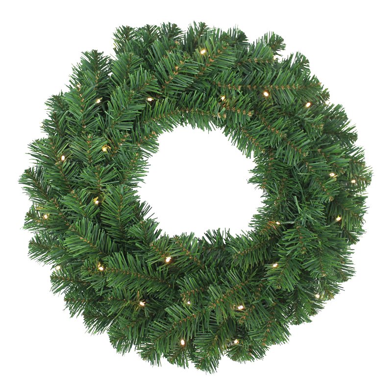 PULEO ASIA LIMITED Puleo Asia Limited 333-4041-W24LW Pre-Lit Western Hemlock Wreath, B/O, 24 in