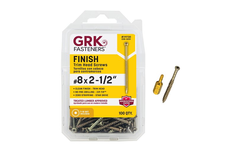 GRK FASTENERS GRK Fasteners FIN/Trim 119730 Finishing Screw, #8 Thread, 2-1/2 in L, Trim Head, Star Drive, Zip-Tip Point, Steel HARDWARE & FARM SUPPLIES GRK FASTENERS