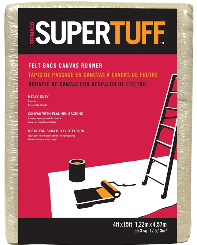 TRIMACO Trimaco SUPERTUFF FB6 Drop Cloth with Flannel Backing, 15 ft L, 4 ft W, Canvas