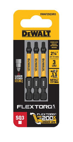 DEWALT DEWALT FLEXTORQ DWAF2SQ3IR3 Impact Screwdriving Bit, #3 Drive, Square Drive, 1/4 in Shank, Hex Shank, 2-1/4 in L