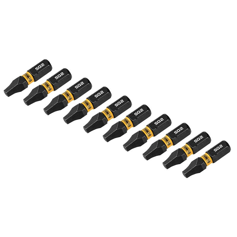 DEWALT DEWALT FLEXTORQ DWAF1SQ2IR10 Impact Screwdriver Bit, #2 Drive, Square Drive, 1/4 in Shank, Hex Shank, 1 in L, Steel