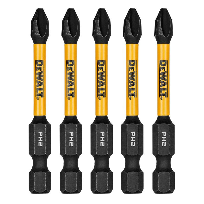 DEWALT DEWALT FLEXTORQ DWAF2PH2IR5 Impact Screwdriver Bit, #2 Drive, Phillips Drive, 1/4 in Shank, Hex Shank, 2-1/4 in L, Steel