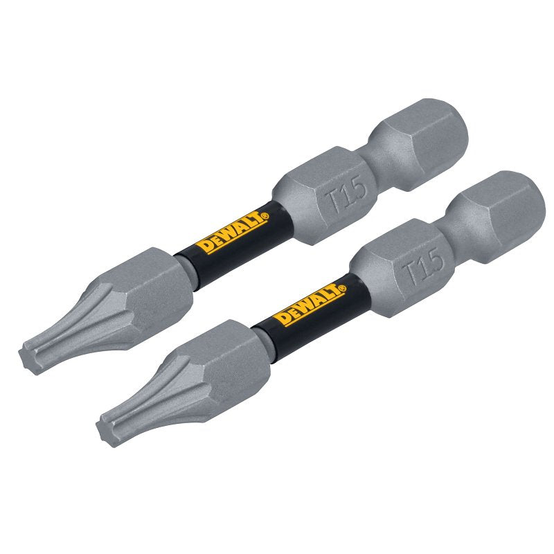 DEWALT DEWALT TOUGHGRIP DWAF2TX15TG2 Screwdriver Bit, T15 Drive, Torx Drive, 1/4 in Shank, Hex Shank, 2 in L, Steel