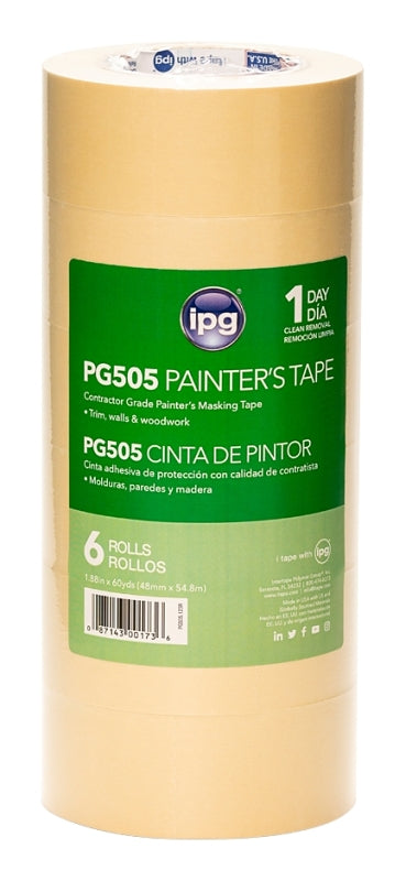 INTERTAPE POLYMER IPG PG505.123R Masking Tape, 60 yd L, 1.88 in W, Paper Backing, Beige PAINT INTERTAPE POLYMER   