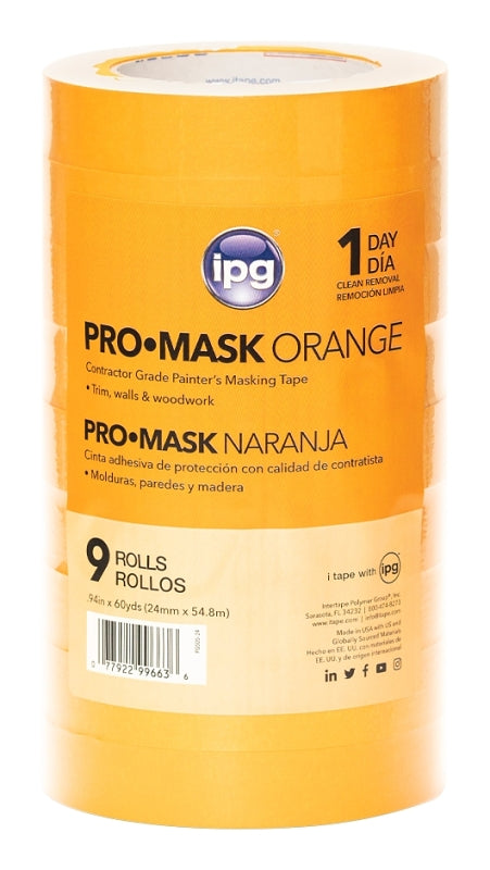INTERTAPE POLYMER IPG PG505-24 (99663) Masking Tape, 60 yd L, 1 in W, Crepe Paper Backing, Orange PAINT INTERTAPE POLYMER