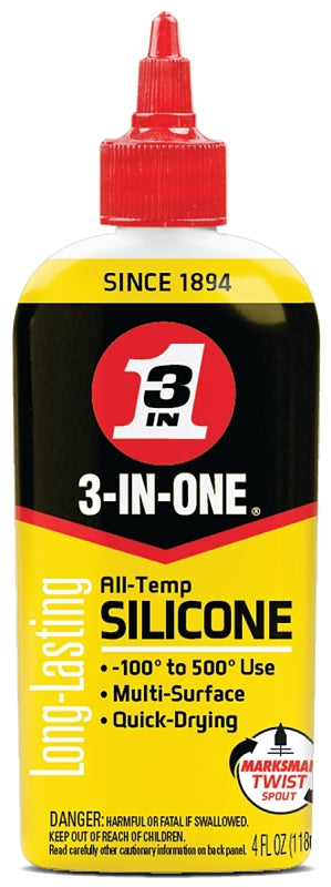 WD-40 3-In-One 120008 Drip Oil, All Temp Silicone, Solvent Base, Light Brown, 4 oz Bottle, Liquid AUTOMOTIVE WD-40