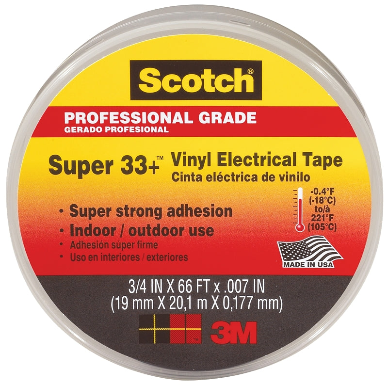 SCOTCH Scotch 06132 Electrical Tape, 66 ft L, 3/4 in W, PVC Backing, Black, 220 deg F ELECTRICAL SCOTCH