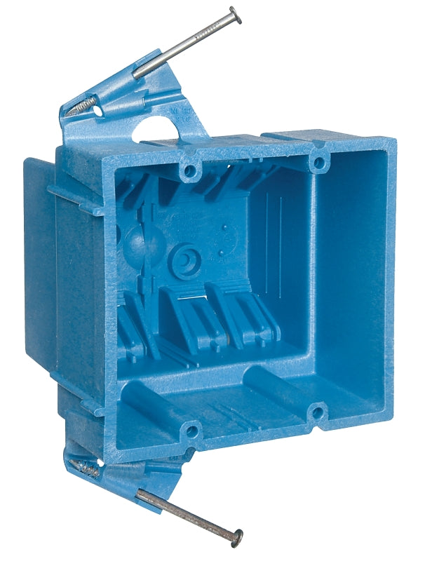 CARLON Carlon BH235A Outlet Box, 35 cu-in, 2-Gang, PVC, Blue, Nail ELECTRICAL CARLON
