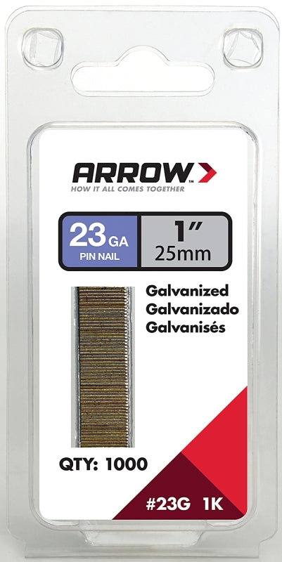 ARROW Arrow 23G25-1K Pin Nail, 1 in L, 23 Gauge, Galvanized Steel, Round Shank HARDWARE & FARM SUPPLIES ARROW
