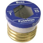 BUSSMANN Bussmann T-15 Plug Fuse, 15 A, 125 V, 10 kA Interrupt, Plastic Body, Low Voltage, Time Delay Fuse ELECTRICAL BUSSMANN