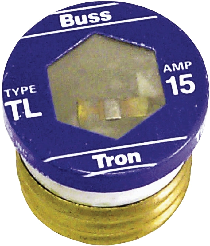 BUSSMANN Bussmann TL-15 Plug Fuse, 15 A, 125 V, 10 kA Interrupt, Plastic Body, Time Delay Fuse ELECTRICAL BUSSMANN