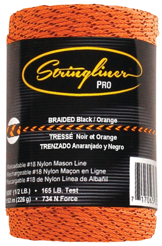 STRINGLINER BY U.S. TAPE Stringliner 35491 Replacement Construction Line, 500 ft L Line, Black/Orange Line