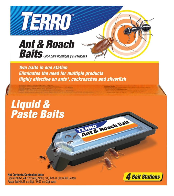 TERRO Terro T360 Ant and Roach Bait, 1.44 fl-oz Liquid, 0.28 oz Paste, Pack