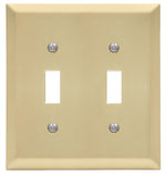 AMERELLE Amerelle 163TTSB Wallplate, 4-15/16 in L, 4-9/16 in W, 2 -Gang, Steel, Satin Brass ELECTRICAL AMERELLE