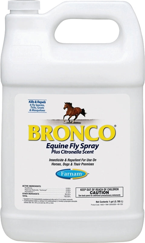 FARNAM Farnam Bronco 100502327 Fly Spray, Liquid, Clear, Citronella, 1 gal Bottle