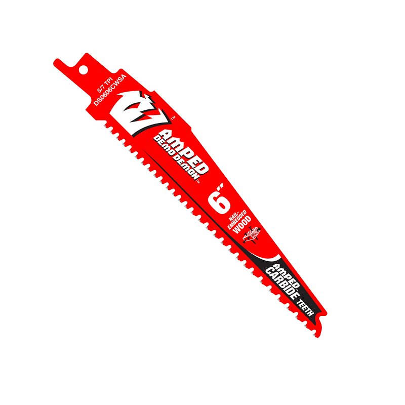 DIABLO Diablo AMPED Demo Demon DS0606CWSA3 Reciprocating Saw Blade, 6 in L, 5, 7 TPI, Carbide Cutting Edge