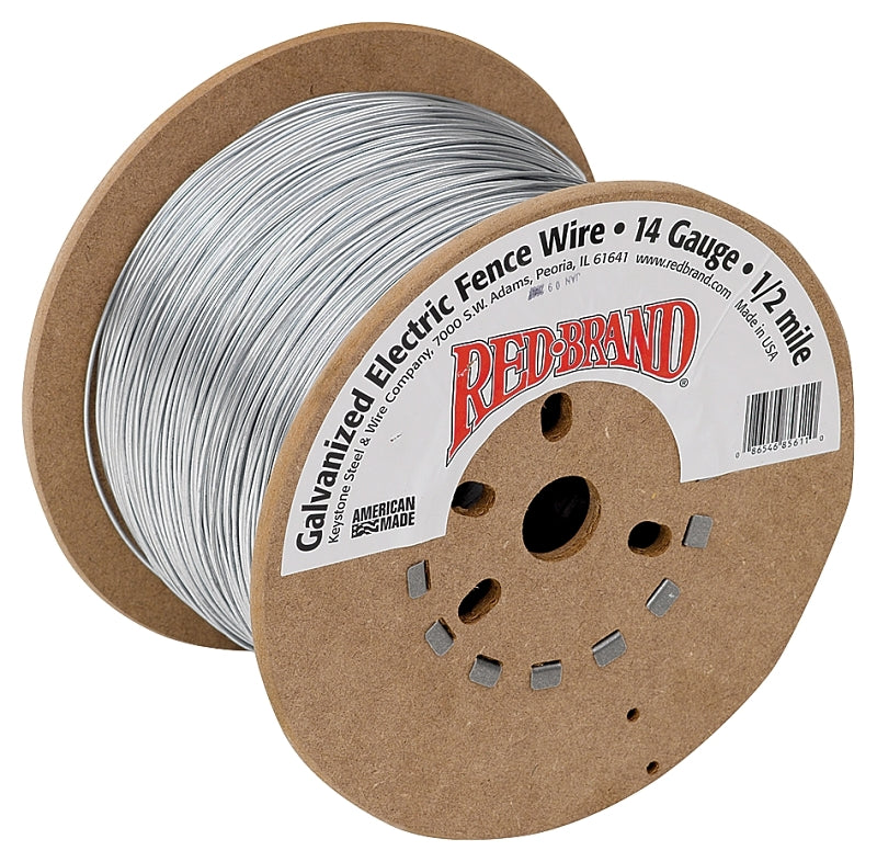 KEYSTONE WIRE Red Brand 85611 Electric Fence Wire, 14 ga Wire, Steel Conductor, 1/2 mile L