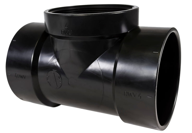 IPEX USA LLC-CANPLAS Canplas 102117SBC Test Pipe Tee, 4 in, Hub x FNPT, ABS, Black