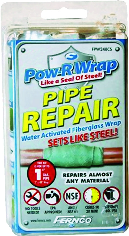 POW R WRAP Pow-R Wrap FPW248CS Pipe Repair Wrap Kit, 48 in L, 2 in W, Epoxy/Fiberglass, Gray