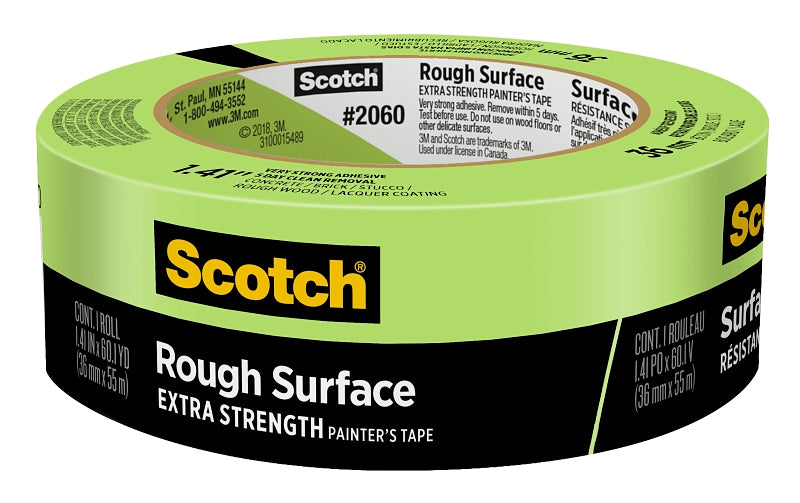 SCOTCH Scotch 2060-1-1/2 Masking Painter's Tape, 60.1 yd L, 1.41 in W, 6 mil Thick, Paper Backing, Green PAINT SCOTCH