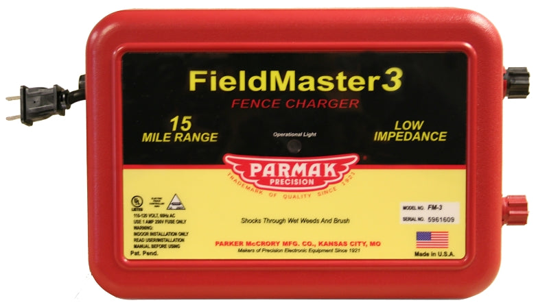 PARKER MCCRORY MFG. Parmak VM3/FM3 Electric Fence Charger, 0.99 to 2.5 J Output Energy, 110/120 V HARDWARE & FARM SUPPLIES PARKER MCCRORY MFG.