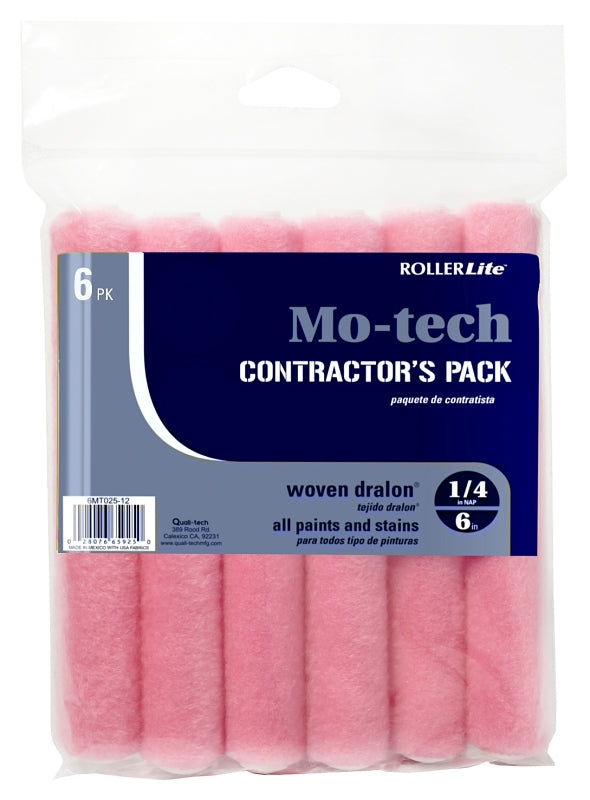 ROLLERLITE RollerLite Mo-Tech 6MT025-6 Roller Cover, 1/4 in Thick Nap, 6 in L, Dralon Cover, Pink PAINT ROLLERLITE   