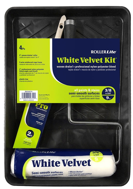 ROLLERLITE RollerLite White Velvet 9WVKIT4 Roller Kit, Semi-Smooth Surface, 4-Piece PAINT ROLLERLITE   