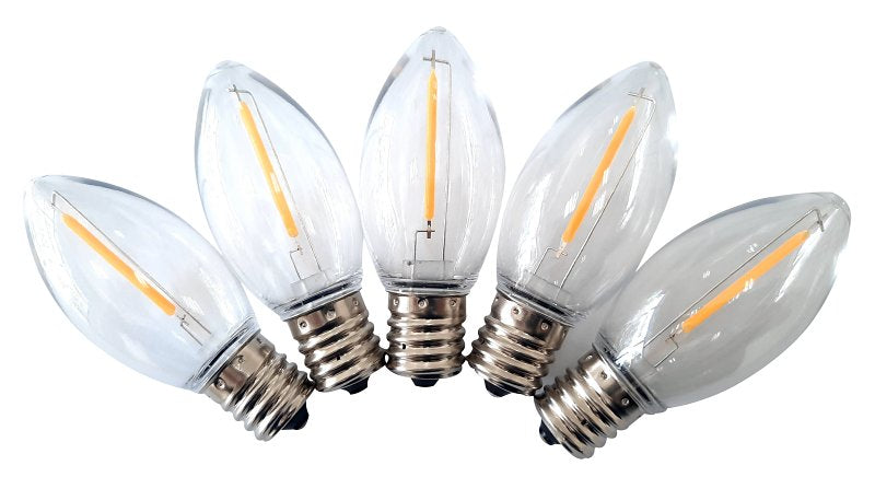 SANTAS FOREST Santas Forest 26988 LED Filament Retro Replacement Bulb, Transparent, C9, Clear