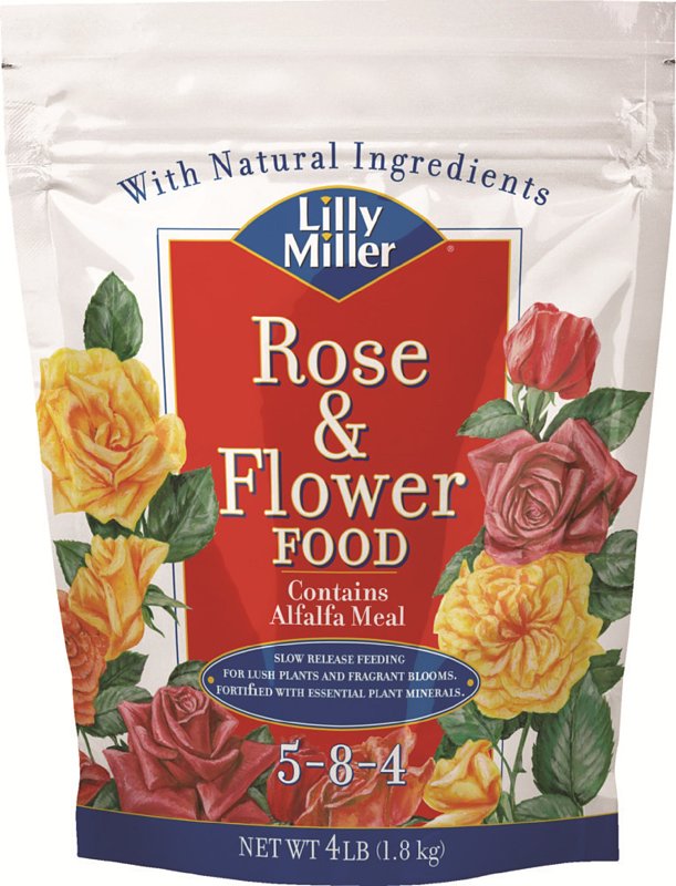 LILLY MILLER Lilly Miller 100528816 Rose and Flower Plant Food, 4 lb Bag, Granular, 5-8-4 N-P-K Ratio