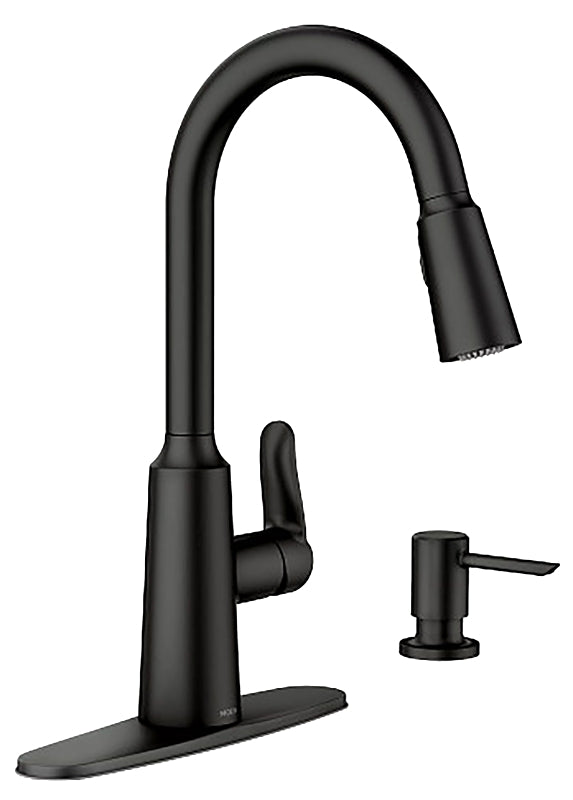MOEN Moen Edwyn 87028 Series 87028BL Pull-Down Kitchen Faucet, 1.5 gpm, 1-Handle, 1, 4-Faucet Hole, Metal, Matte PLUMBING, HEATING & VENTILATION MOEN