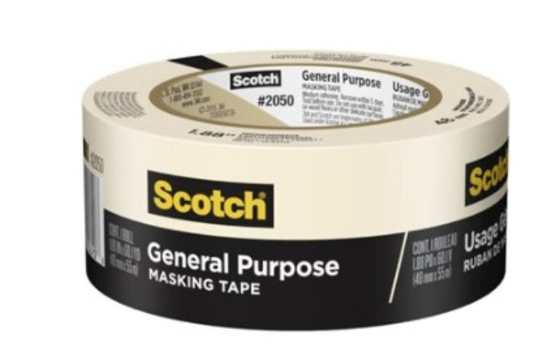 SCOTCH Scotch Greener Series 2050-48A Masking Tape, 60.1 yd L, 2 in W, 5 mil Thick, Paper Backing, Beige