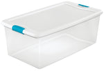 STERILITE Sterilite 14998004 Latching Box, Plastic, Clear/White, 33-7/8 in L, 18-3/4 in W, 13 in H
