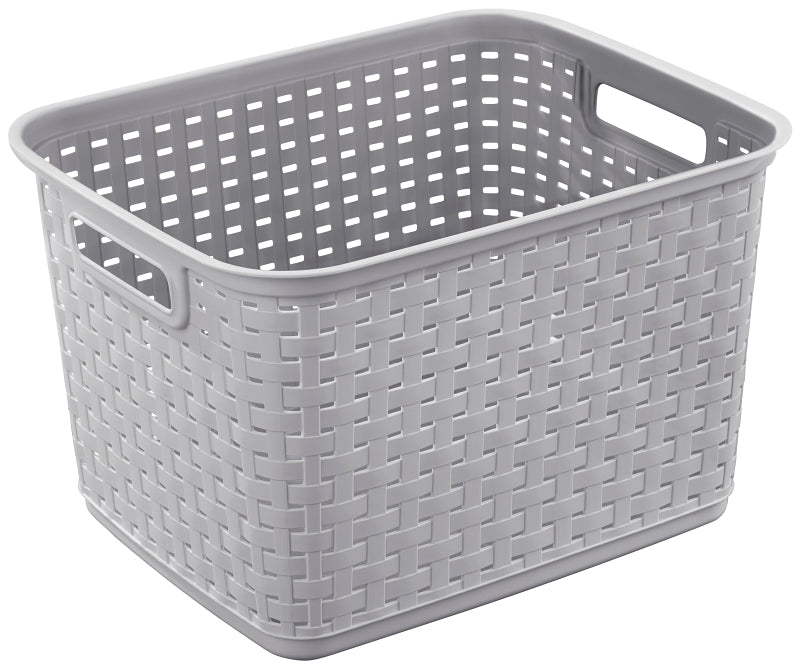 STERILITE Sterilite 12736A06 Tall Weave Basket, 1.8 cu-ft Capacity, Plastic, Cement, Rectangle