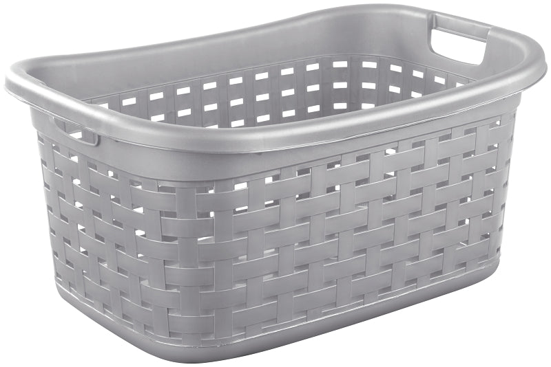 STERILITE Sterilite 12756A06 Weave Laundry Basket, Plastic, Cement, 26 in L x 18-3/8 in W x 12-1/2 in H Outside HOUSEWARES STERILITE