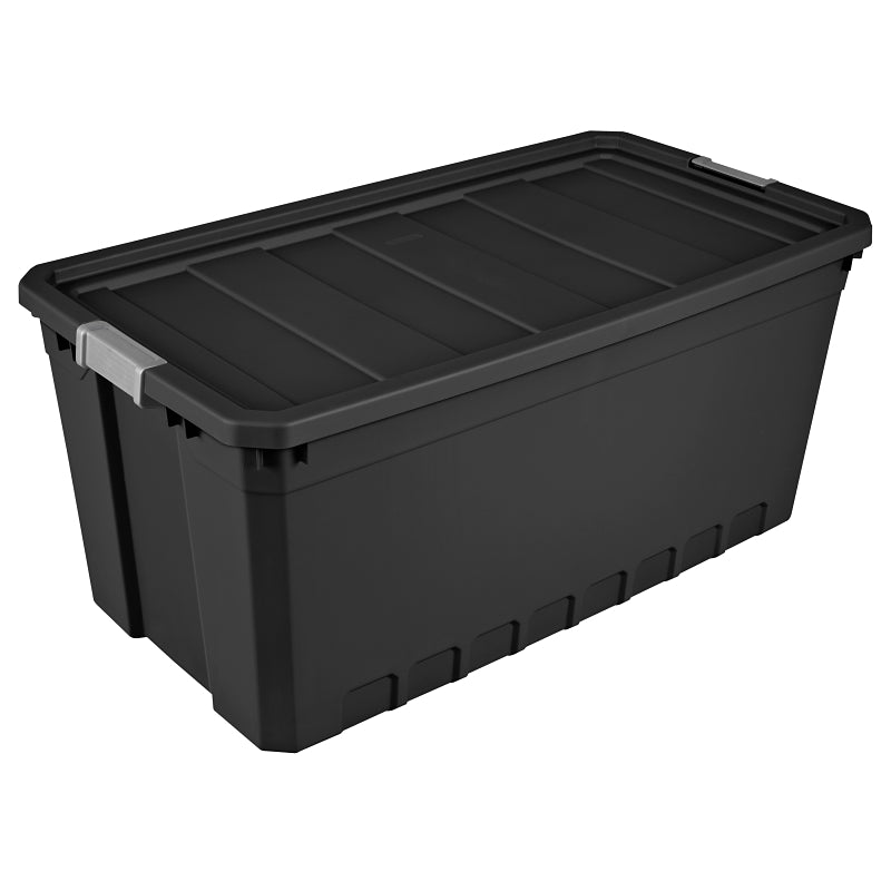 STERILITE Sterilite 14899003 Stacker Tote, Plastic, Black, 39-3/4 in L, 21-1/2 in W, 17-7/8 in H
