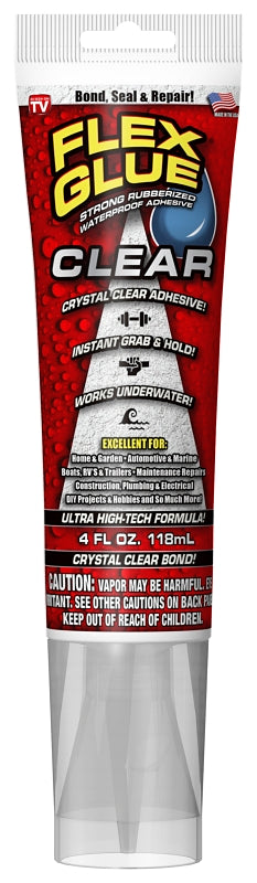 FLEX SEAL Flex Seal GFSCLRR04 Rubberized Glue, Clear, 4 oz Squeeze Tube
