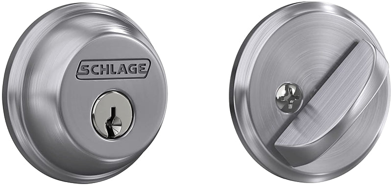 SCHLAGE LOCK Schlage B60CSV626 Deadbolt, 1 Grade, SC1 Key, Metal, Satin Chrome, 2-3/8, 2-3/4 in Backset, C Keyway HARDWARE & FARM SUPPLIES SCHLAGE LOCK