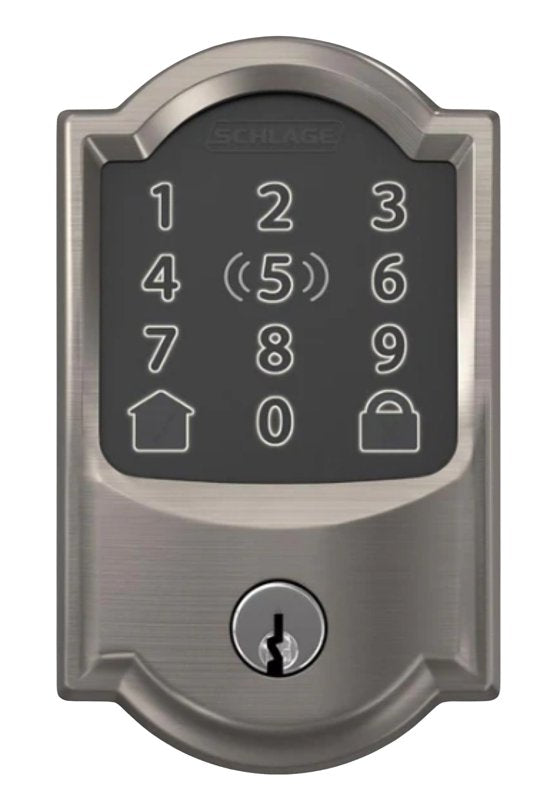 SCHLAGE LOCK Schlage Encode Plus BE499WBV CAM 619 Smart Wi-Fi Deadbolt With Camelot Trim, 1 Grade, Satin Nickel, C Keyway ELECTRICAL SCHLAGE LOCK
