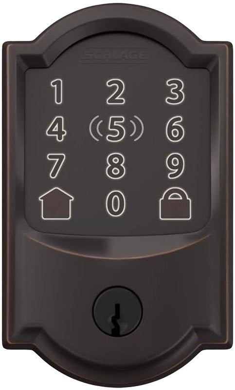 SCHLAGE LOCK Schlage Encode Plus BE499WBV CAM 716 Smart Wi-Fi Deadbolt With Camelot Trim, 1 Grade, Aged Bronze, C Keyway ELECTRICAL SCHLAGE LOCK