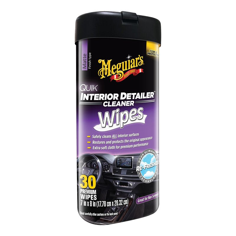 MEGUIAR'S Meguiar's Quik Interior Detailer G13600 Cleaning Wipes, Slight Flowery Fragrance, 25-Wipes AUTOMOTIVE MEGUIAR'S