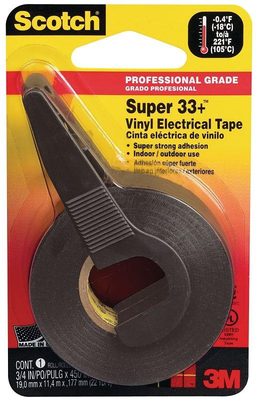 SCOTCH Scotch 10414 Electrical Tape, 450 in L, 3/4 in W, PVC Backing, Black ELECTRICAL SCOTCH