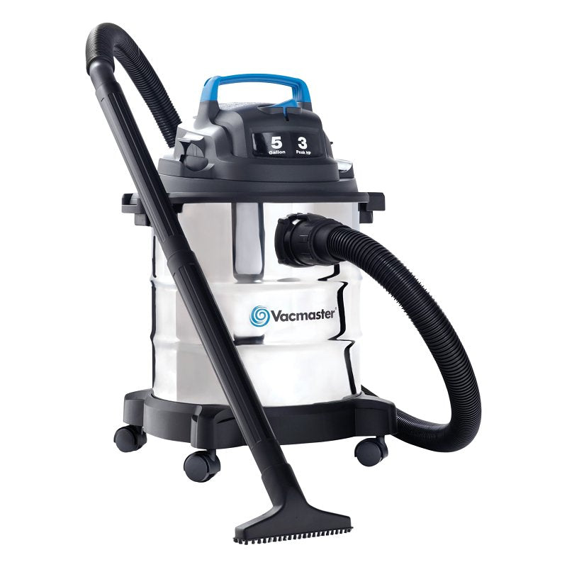 VACMASTER Vacmaster VOC507S Wet/Dry Vacuum, 5 gal Vacuum, 65 cfm Air, Cloth, Foam Filter, 3 hp, 120 V, Silver TOOLS VACMASTER