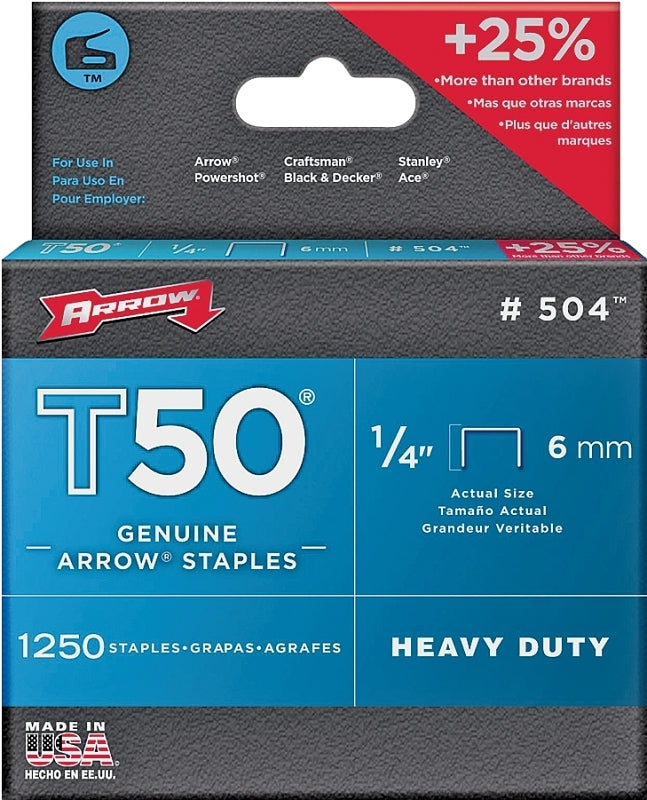 ARROW Arrow T50 Series 50424 Staple, For: T50 SA, T50 SHA Tacker, 3/8 in W Crown, 1/4 in L Leg HARDWARE & FARM SUPPLIES ARROW