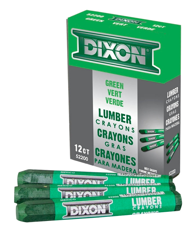 DIXON TICONDEROGA Dixon Ticonderoga 52200 Lumber Crayon, Green, 1/2 in Dia, 4-1/2 in L TOOLS DIXON TICONDEROGA