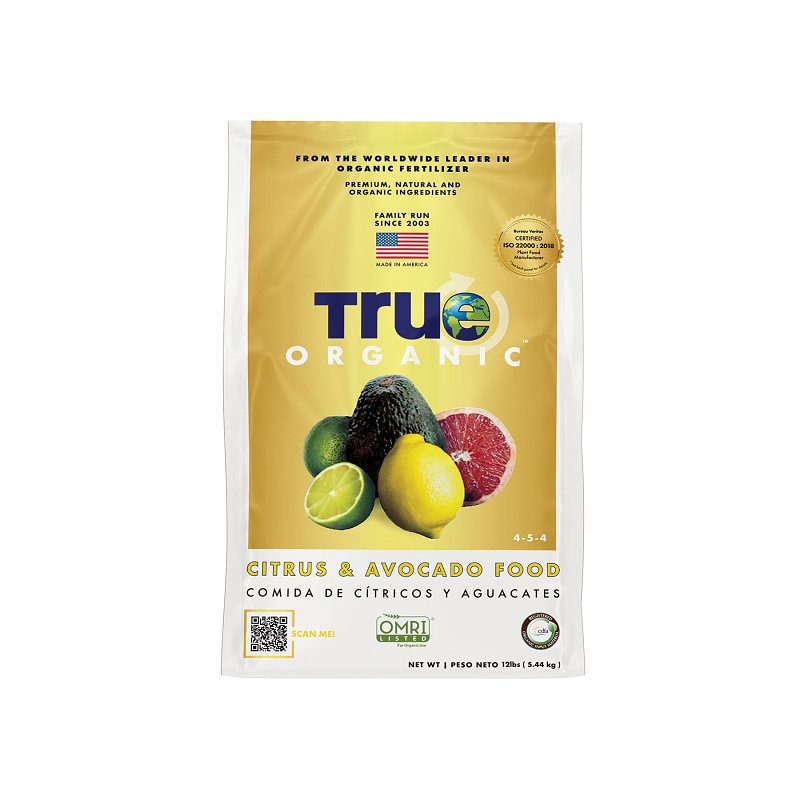 TRUE ORGANIC PRODUCTS I True ORGANIC R0021 Citrus and Avocado Food, 12 lb Bag, Granular, 4-5-4 N-P-K Ratio