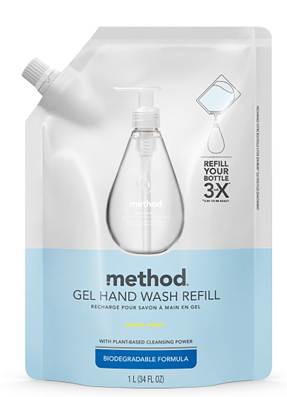 METHOD method 328104 Hand Wash Refill, Gel, Clear, Sweet Water, 34 oz Bottle
