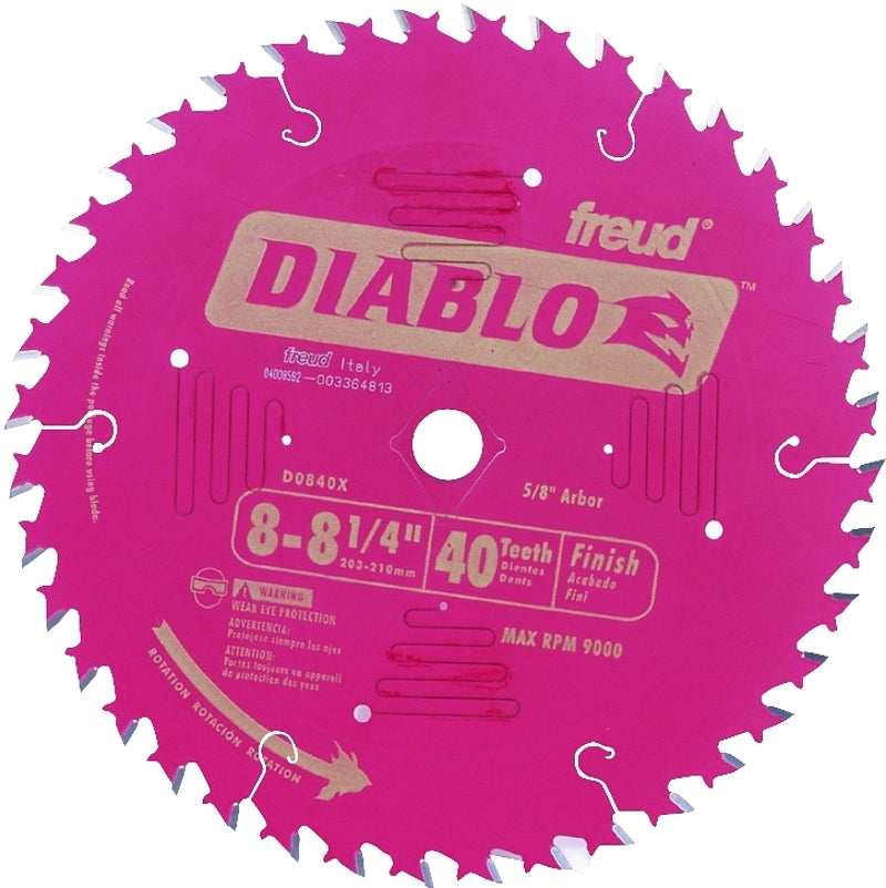 DIABLO Diablo D0840X Circular Saw Blade, 8 to 8-1/4 in Dia, 5/8 in Arbor, 40-Teeth, Carbide Cutting Edge TOOLS DIABLO
